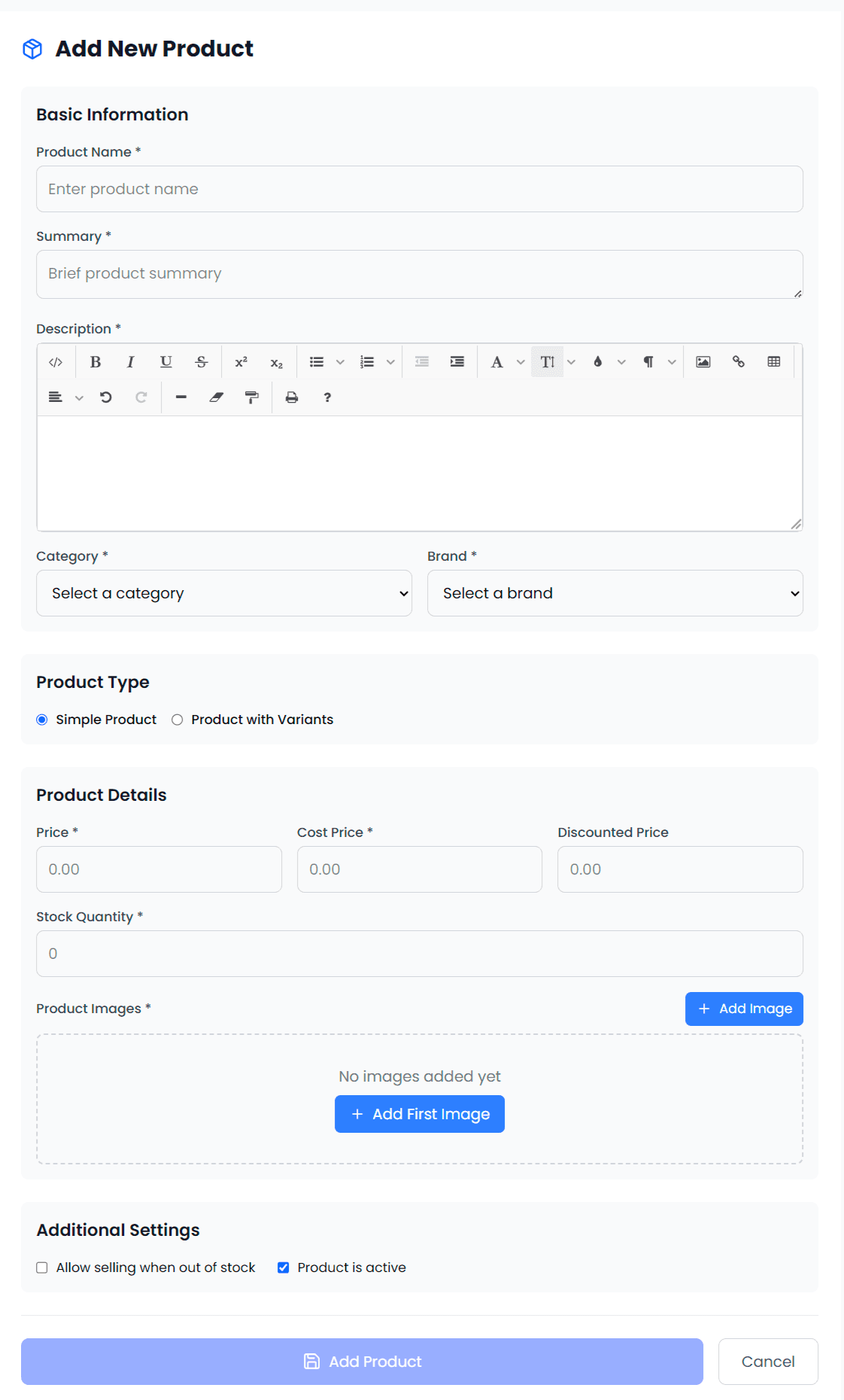 Add products & content